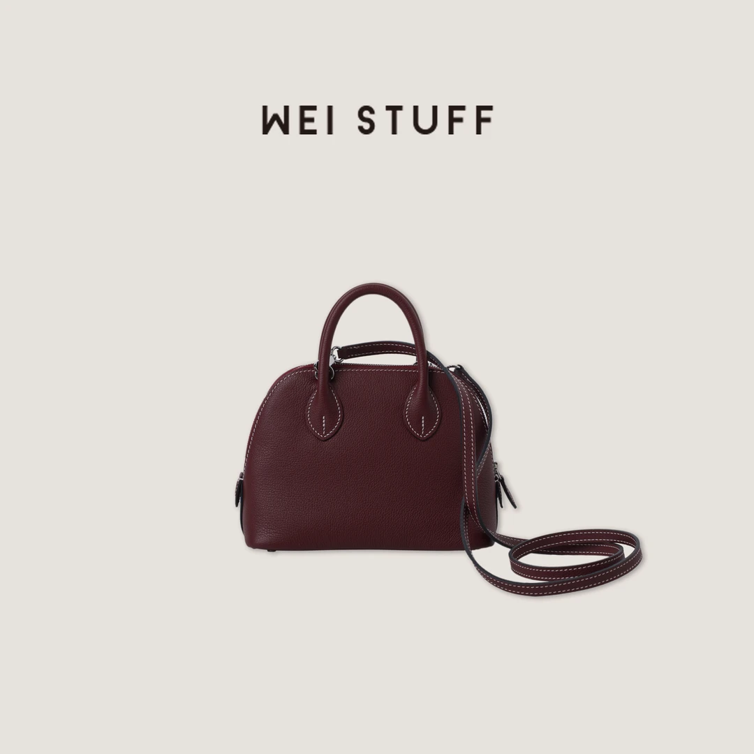 WEI STUFF 早春头层牛皮气质轻奢经典百搭头层皮单肩手提包 8711.