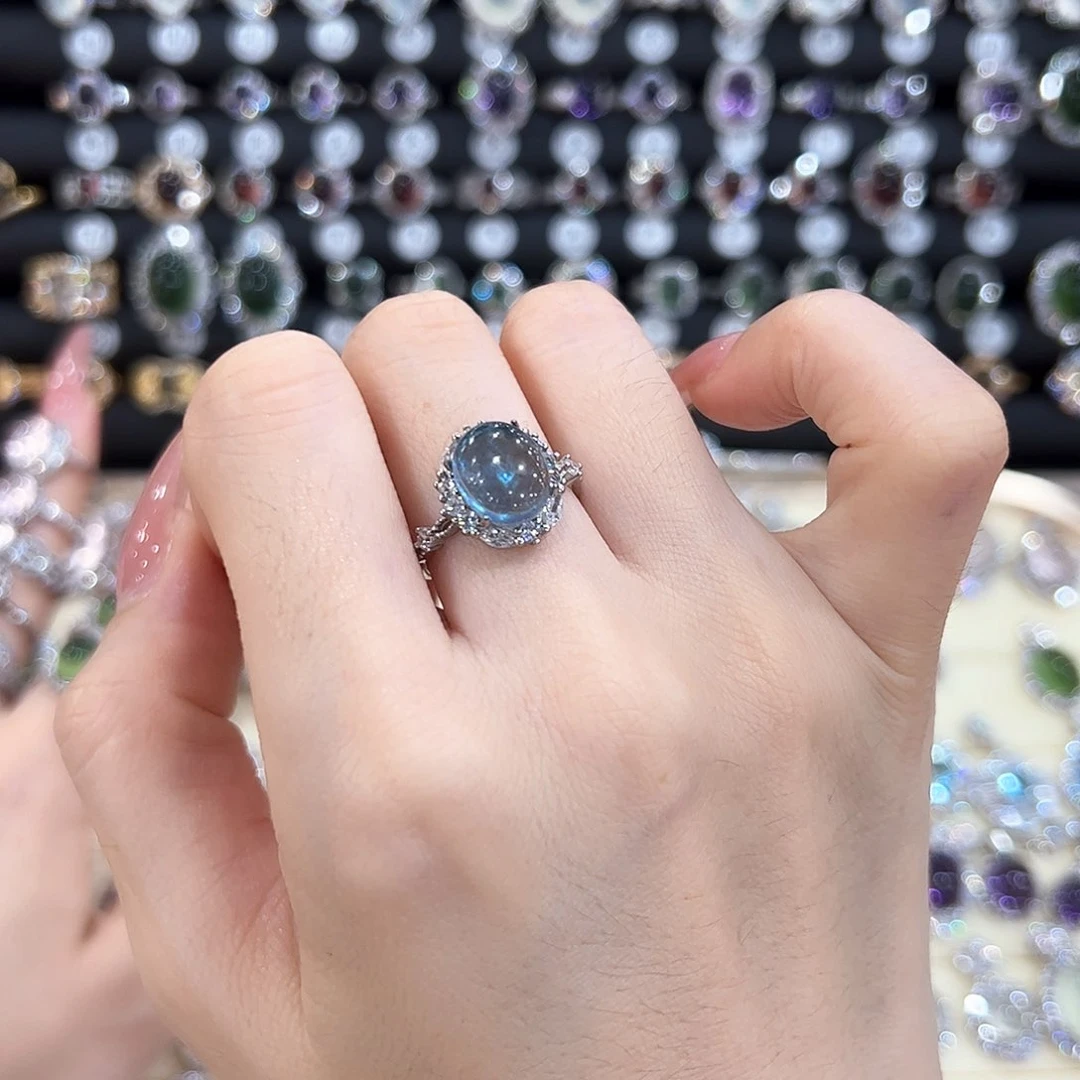 ****车岫玉银S925镶嵌戒指