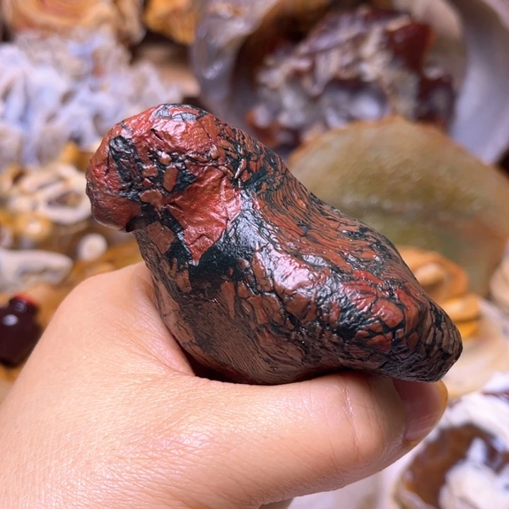 一***~石材阿拉善毛绒石手把