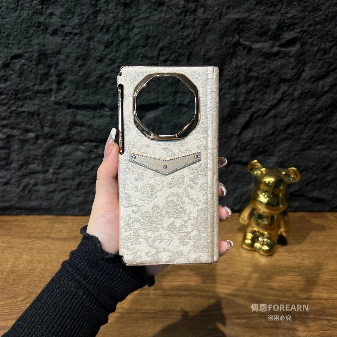 适用于华为MateXTs手机壳贡缎提花三折叠屏新款双中轴matext女