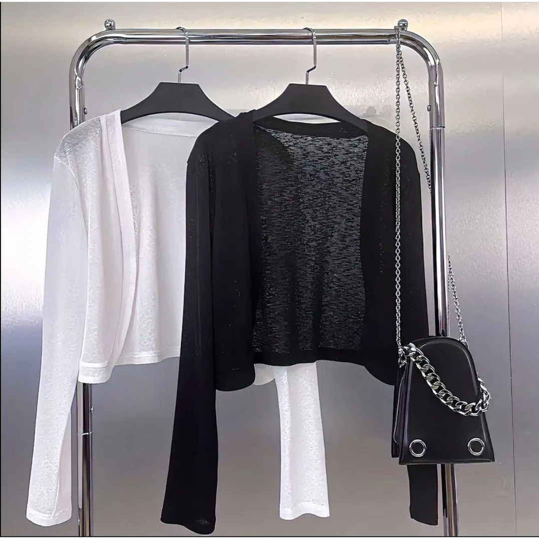 伊宝贝家彩色防晒开衫夏季薄款外搭披肩空调衫短款披肩罩衫3257