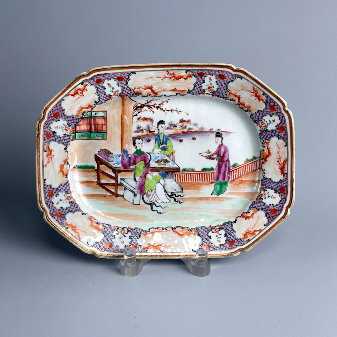 瓷器/古董乾隆粉彩人物故事赏盘M25AF000006古玩收藏/文物/绣花张