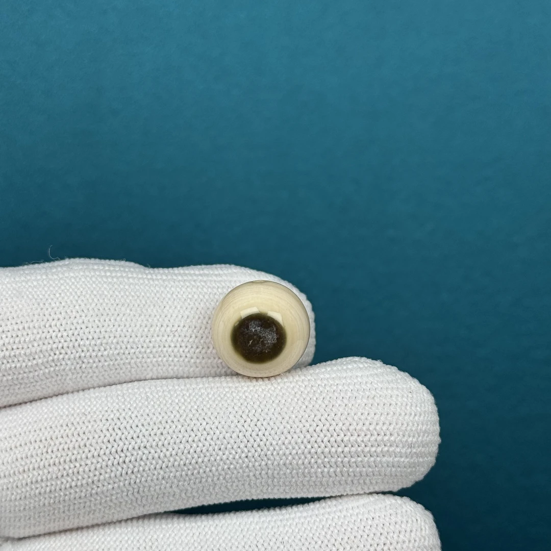 D45-84天然猛犸牙 蓝眼睛圆珠 14.2mm一物一图假一罚十
