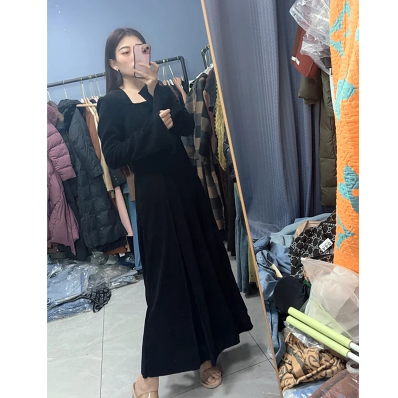 【子焱实拍】224#纯欲风大裙摆收腰显瘦垂坠感连衣裙 超长2斤多重厚