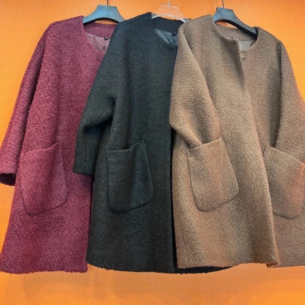 139冬季新款时尚百搭单排扣大口袋显瘦毛呢大衣