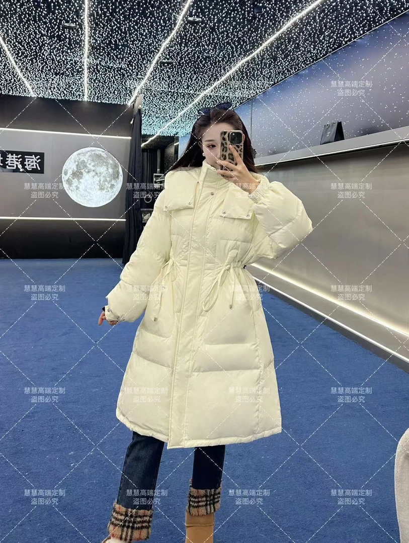 【慧慧】90白鸭绒收腰冬季中长羽绒服JYYRLX83078