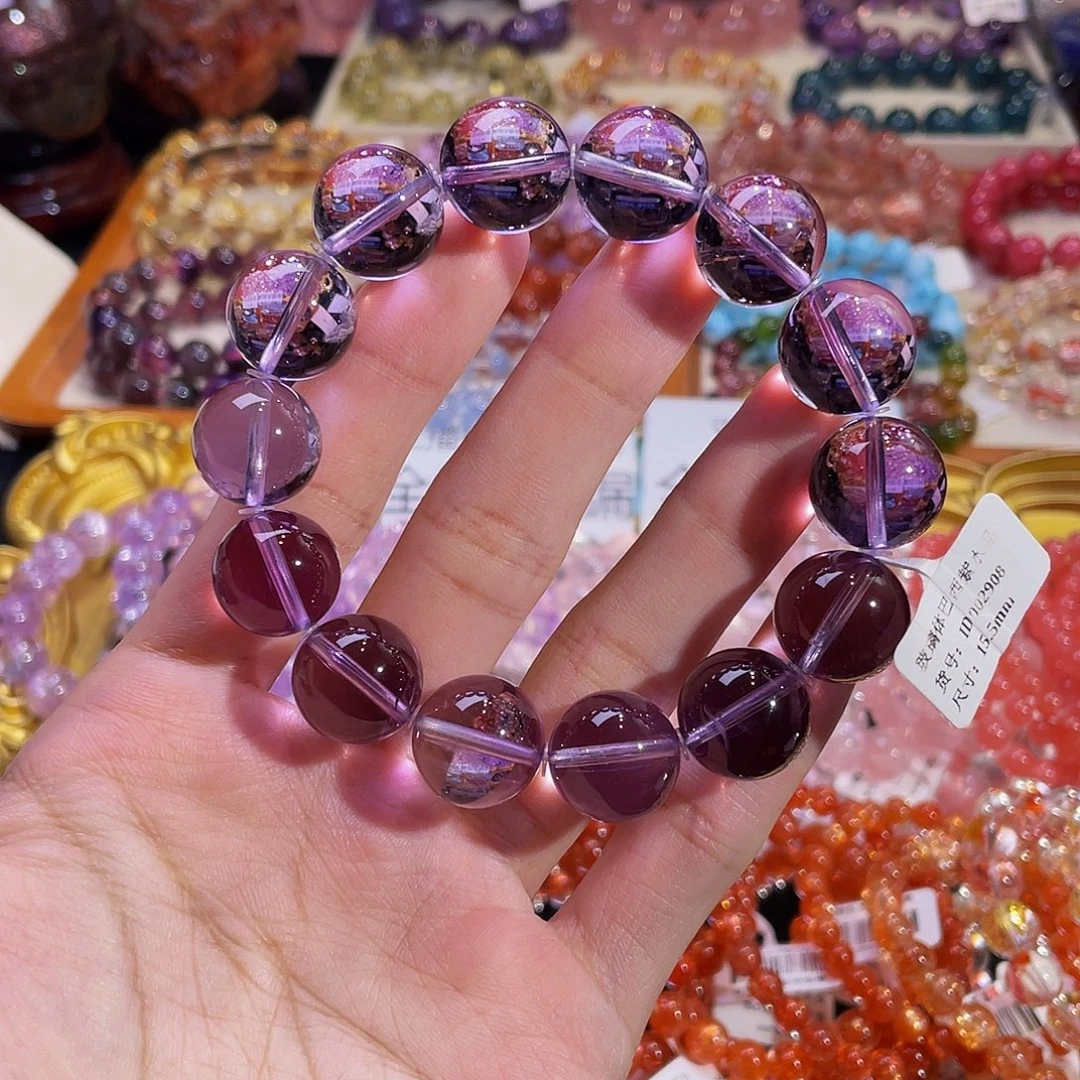 未镶嵌手链水晶玻璃体巴西紫水晶15.5
