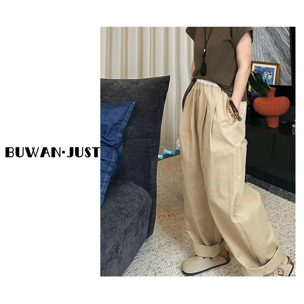 LUCKYYY【山本裤】秋冬反季纯色简约宽松显瘦撞色直筒裤T0004
