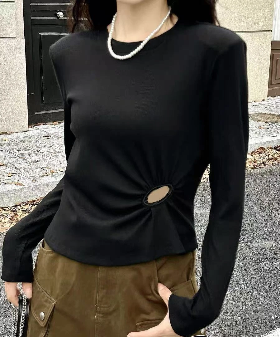 【高奢•墨雪】NN1142-时尚针织打底衫不规则修身圆领
