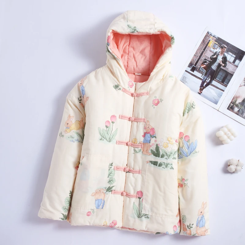【小熊家专属彼得兔加厚连帽款】棉花棉袄女士外穿棉服加厚冬季棉衣