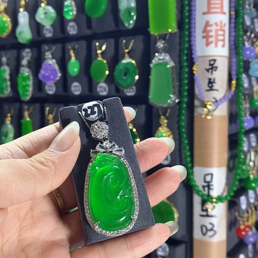 银S925镶嵌翡翠耳饰227