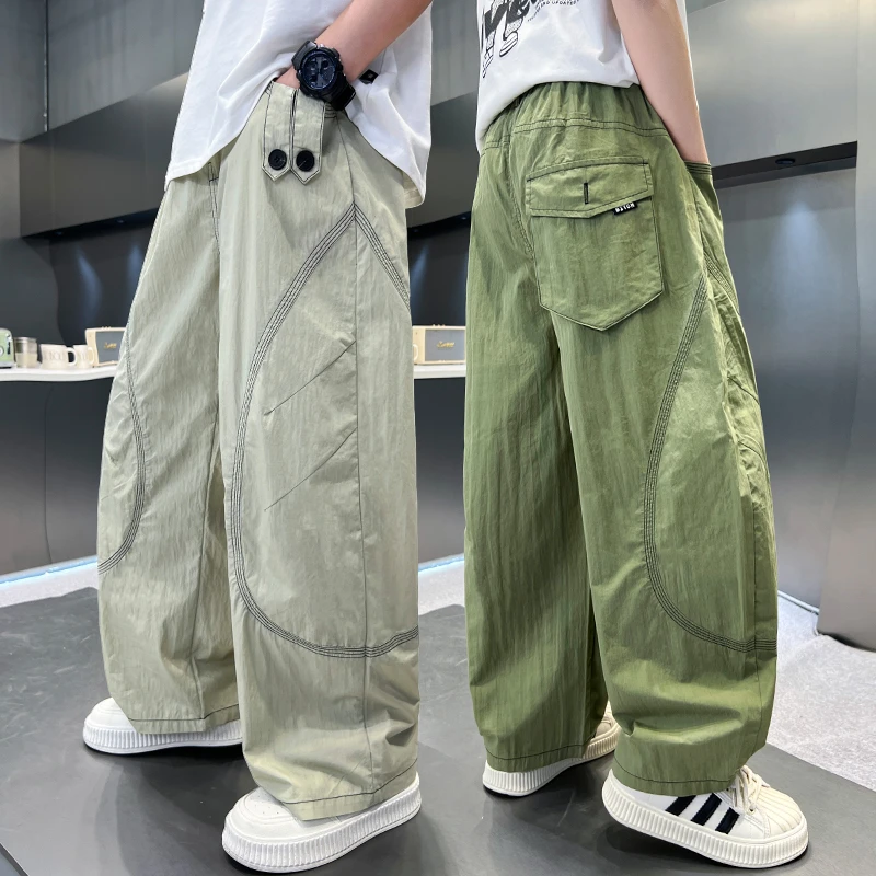 男童夏季薄款阔腿防蚊裤2025新款中大童轻薄休闲裤男孩速干长裤潮