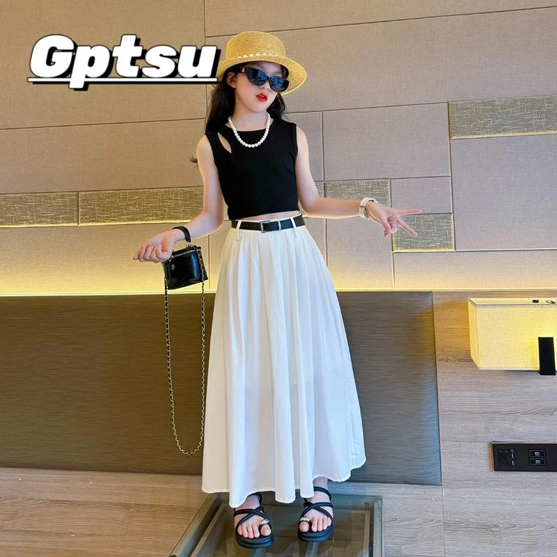 GPTSu女大童夏季套装2025新款儿童半身裙吊带两件套女孩夏装衣服