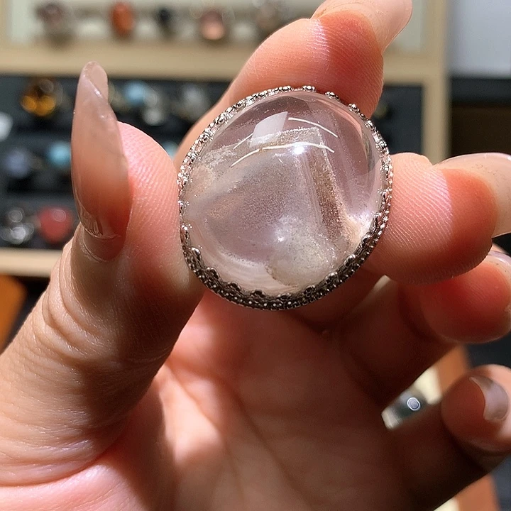 潮***辞银S925镶嵌戒指水晶水晶