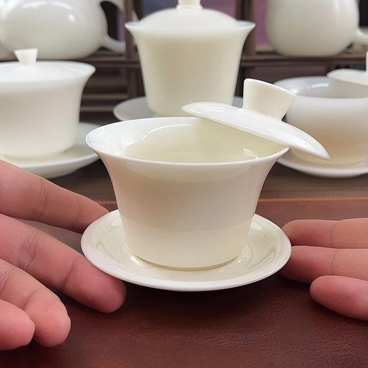 福利款：纯白羊脂玉瓷120ml悬停马蹄