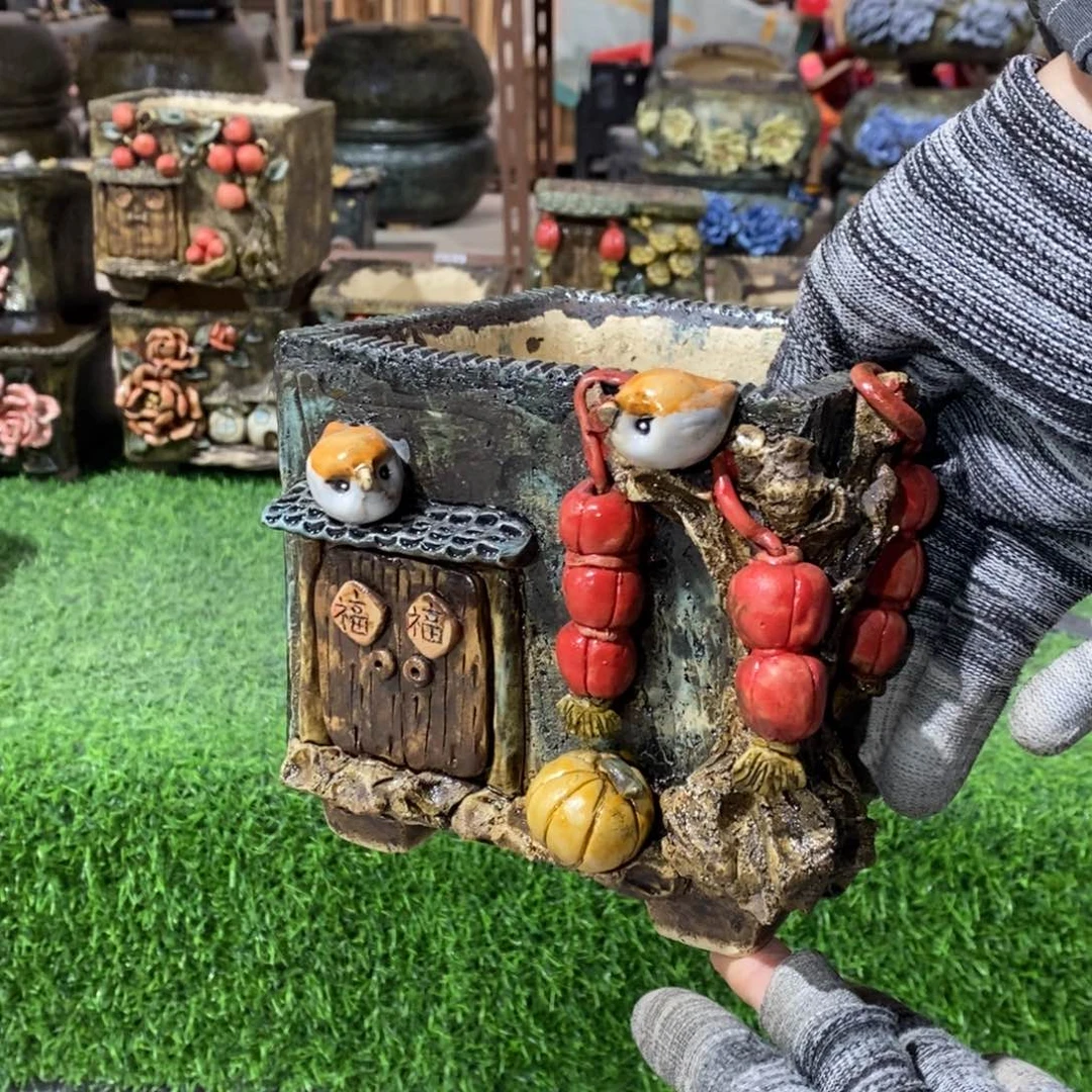 红陶青藤花器多肉花盆