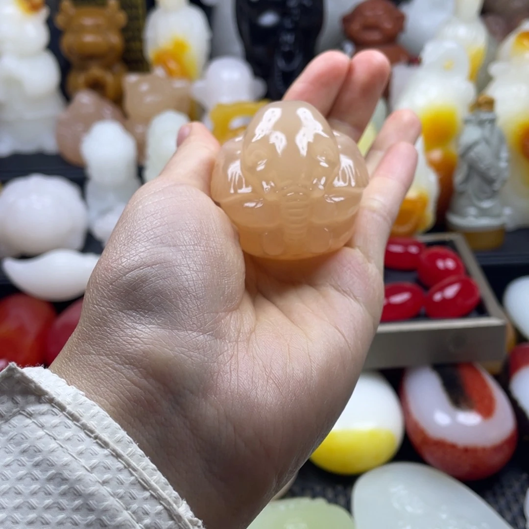 原石雕刻把件  大象