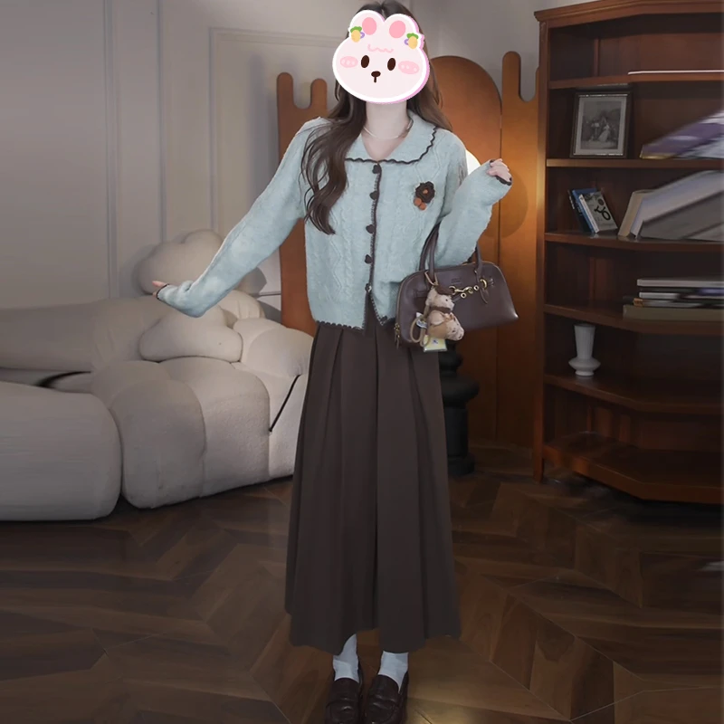 韩系慵懒显白气质开衫毛衣时尚套装女2025秋季新款休闲百搭两件套