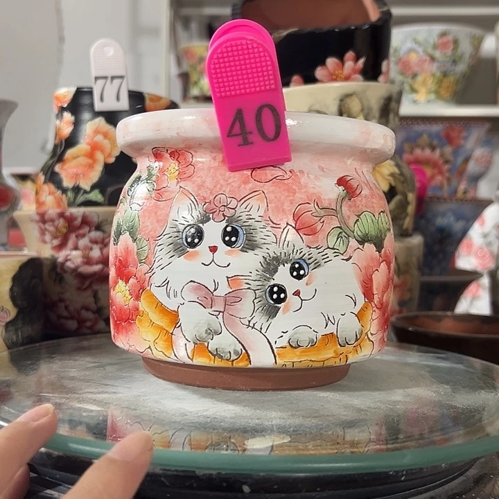 景德镇幸运花盆手绘韩式花盆