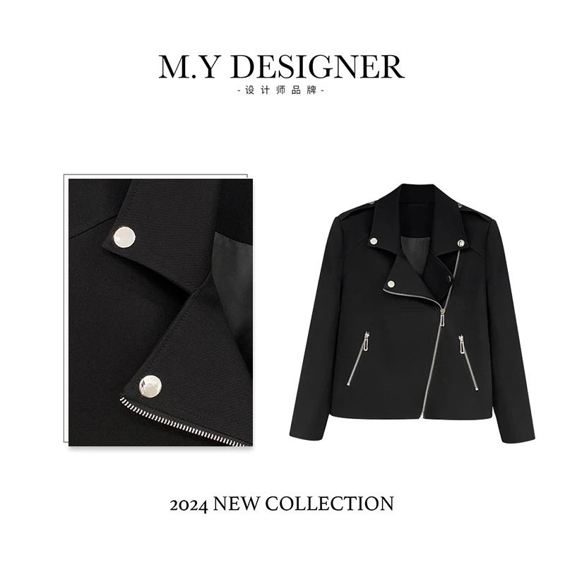 M.Y媛总 高级感高甜酷机车服短外套300230