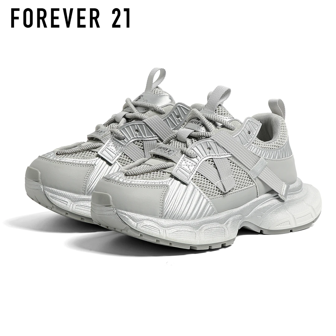 双11好物F21老爹鞋2025秋百搭复古风网面透气厚底增高潮流登山鞋