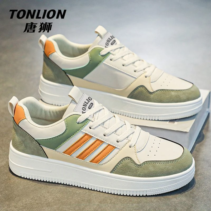 唐狮官方旗舰店男鞋2025新款夏季软底防滑运动鞋百搭皮面休闲板鞋