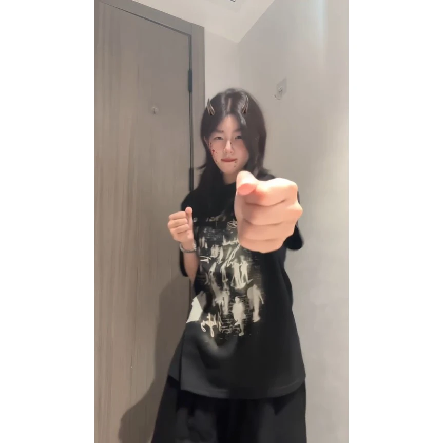 美式复古街头潮牌人像涂鸦短袖T恤女bf风宽松纯棉圆领百搭半袖夏