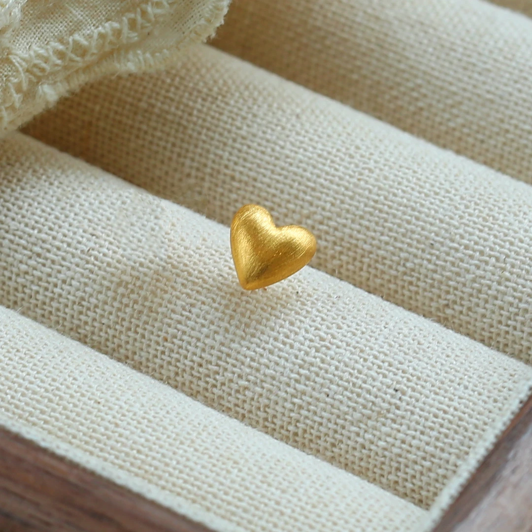 【周周专属】18k金拉丝布契拉提爱心养耳洞耳钉/一对