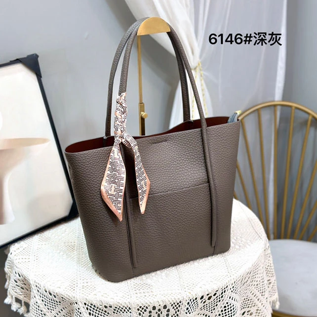 水桶包托特包6146女士包双根方形锁扣韩版斜挎包拉链