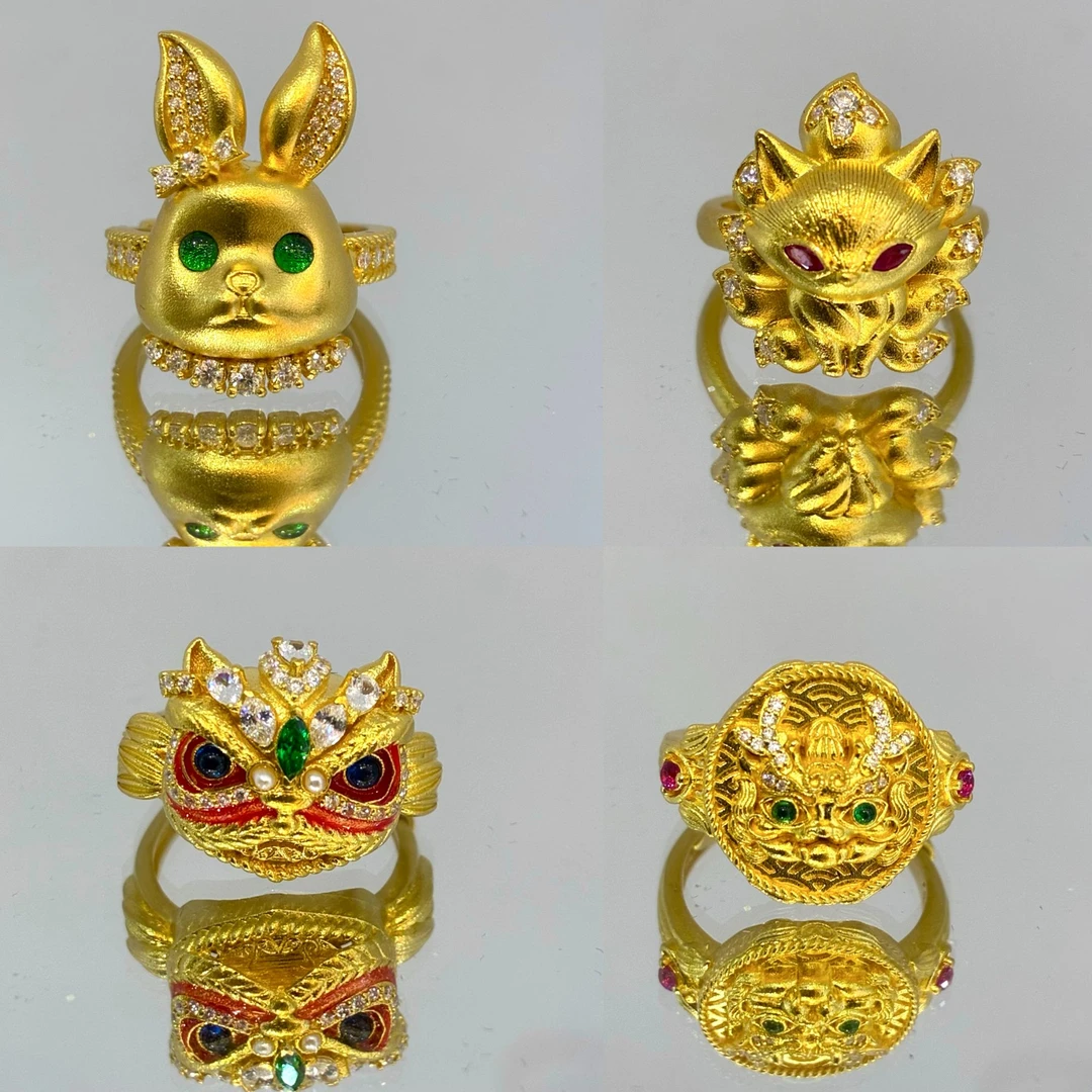 [高定瑞兽系列] 黄金足金999   兔子-九尾-狐醒-麒麟活口