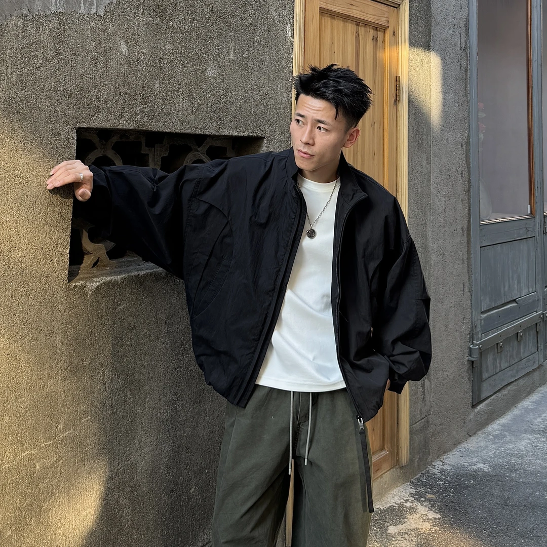 AAL秋冬2025美式休闲90白鸭绒弯刀袖阔型短版痞帅设计ins夹克外套