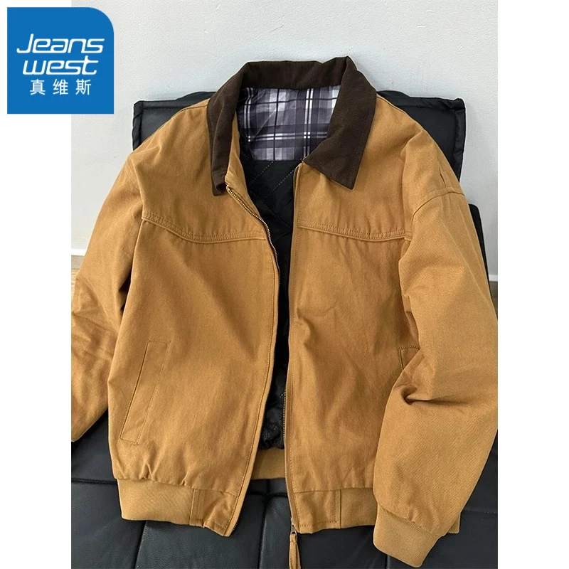 真维斯男士外套2025春秋新款潮牌美式宽松百搭复古水洗工装夹克男