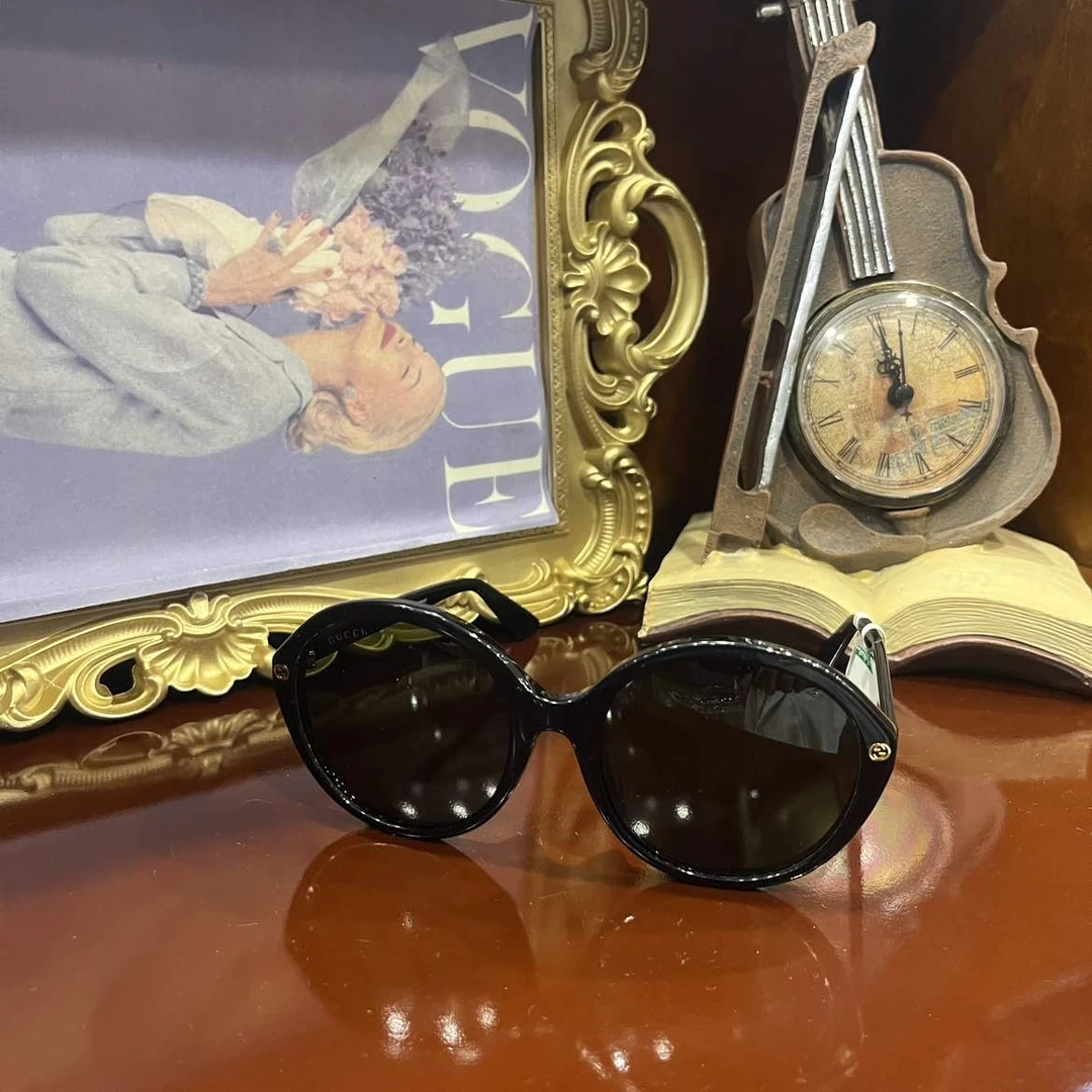 95新 GUCCI/古驰 金标圆框墨镜/WJ08319331/9331
