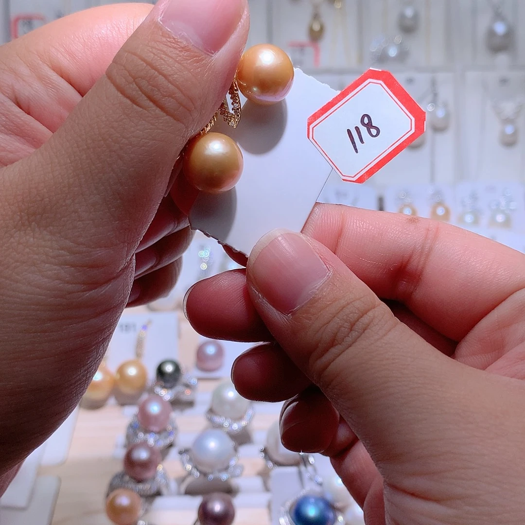 银S925镶嵌耳饰淡水珍珠CC