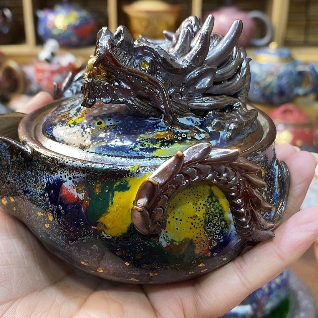 黑***画粗陶柴烧志野茶器