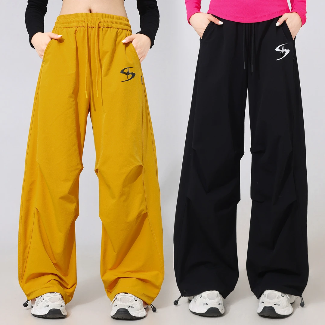 春秋新款弯刀裤阔腿裤宽松跳舞长裤运动休闲裤