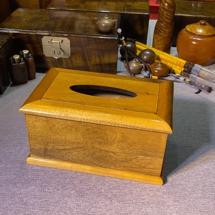 金丝楠金丝楠木小叶素面纸巾盒