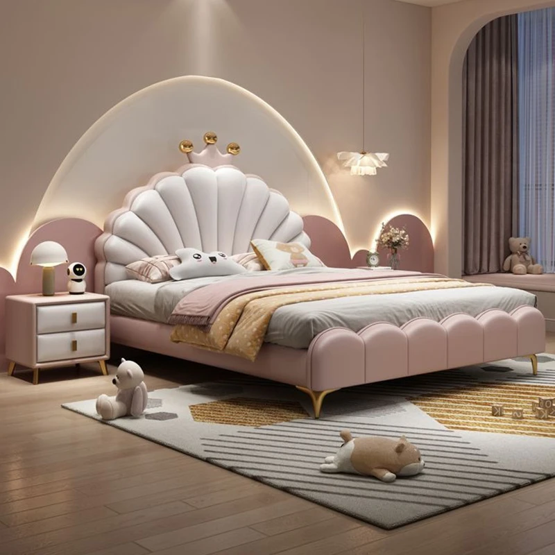 贝壳造型公主床现代简约儿童房双人床储物男孩女孩儿童床
