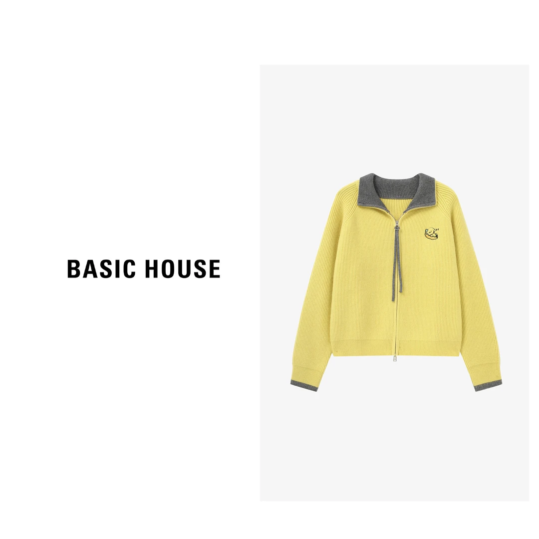 Basic House/百家好长袖针织短款时尚休闲百搭毛衣-B0625B5QKA2