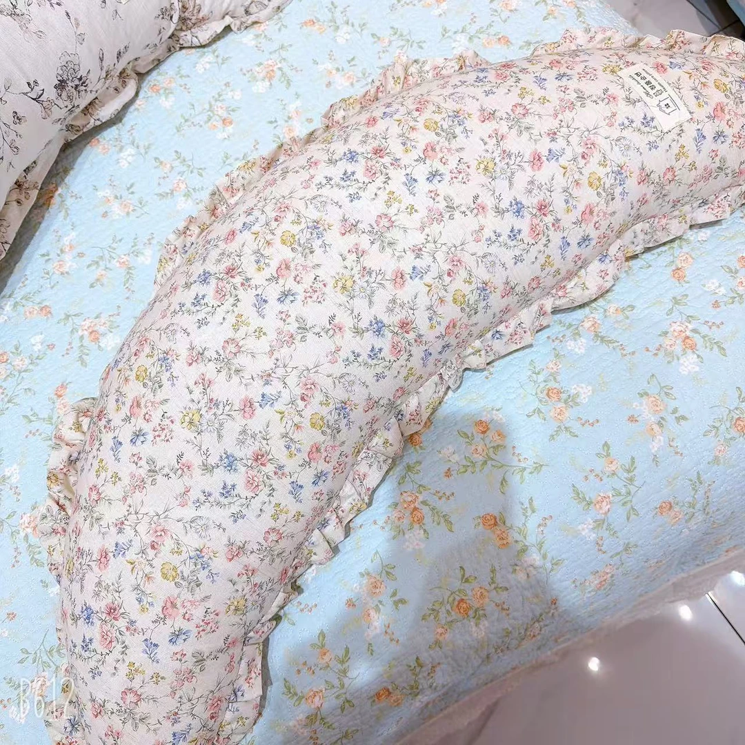 棉麻碎花月牙抱枕多功能床头靠垫孕妇夹腿枕