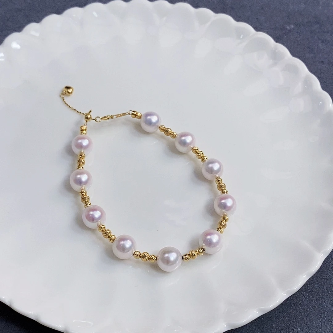 18K金镶嵌天女满天星手链海水珍珠