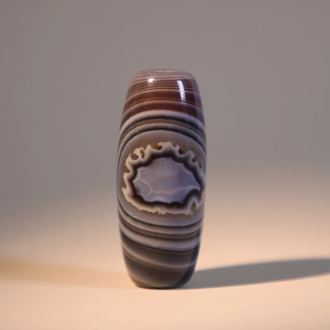 缠丝玛瑙大眼睛蓝沁黄水晶桶珠中号