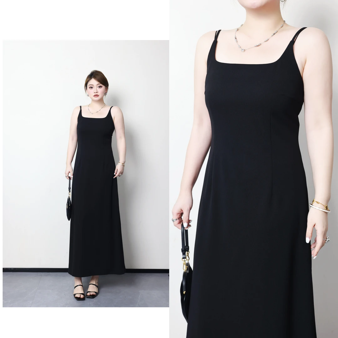 裂渡杨杨【缪斯女神】微胖大码春夏气质显瘦收腰吊带连衣裙ZY502K34