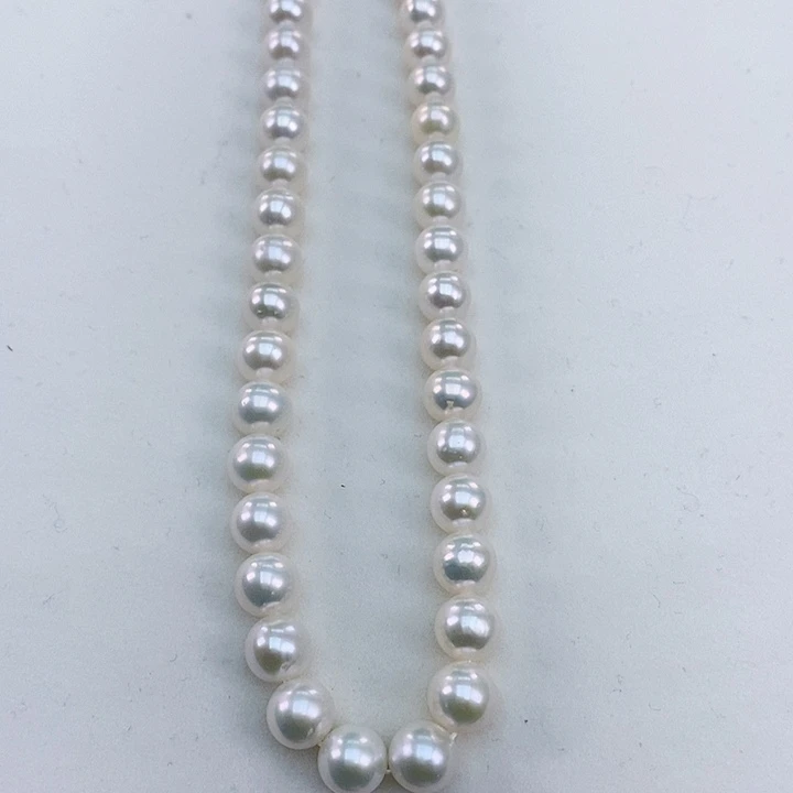 淡水珍珠颈饰银S925镶嵌7-8正圆炫彩极强光