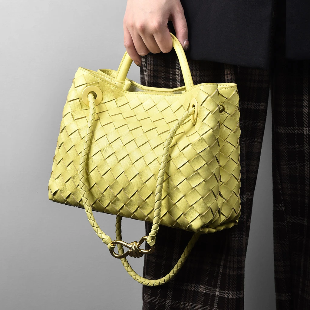 包包高级感轻奢小众真皮编织女包手提包单肩斜挎包Andiamo老钱风