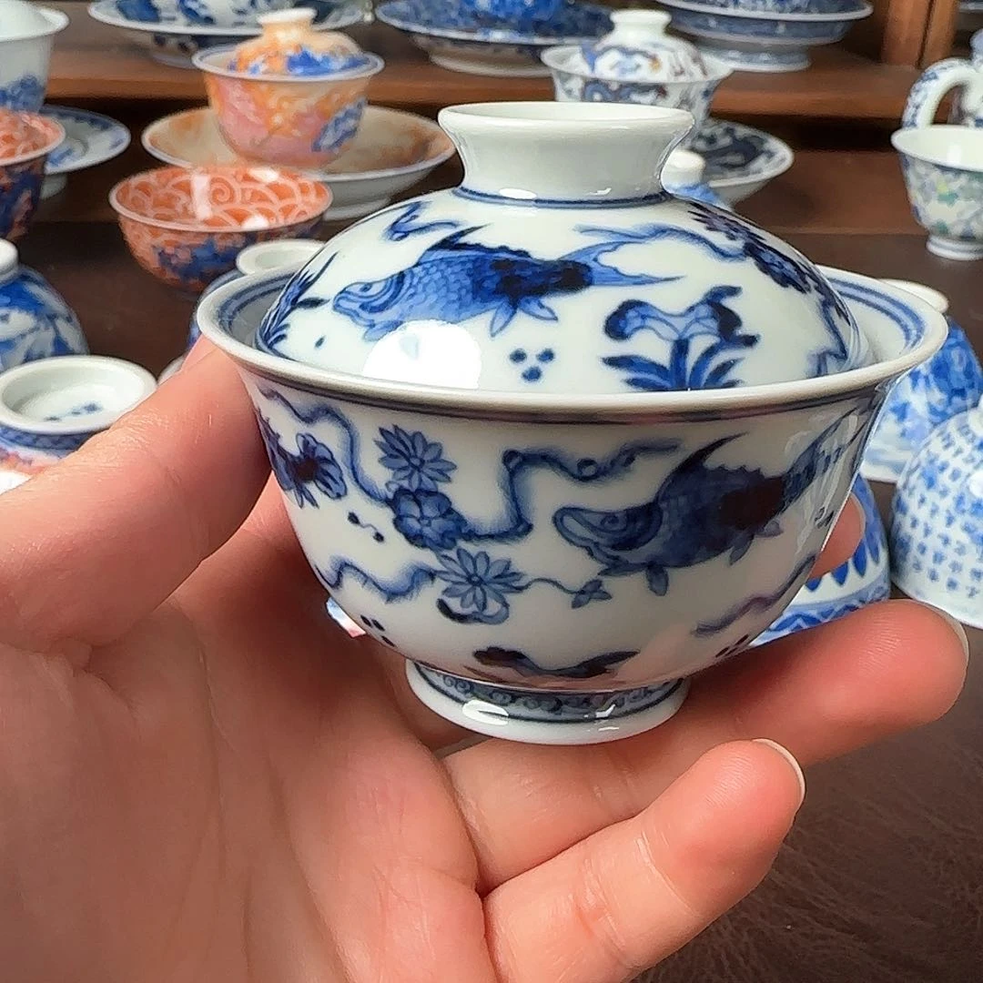 杯青花釉下两才盖碗