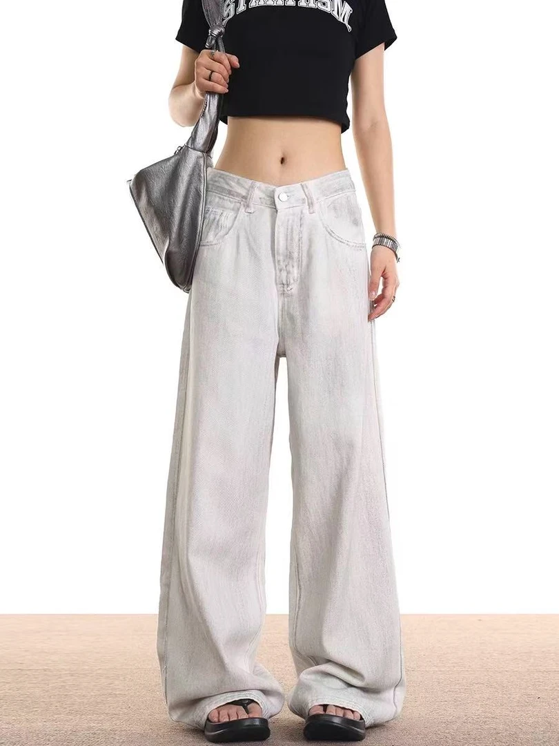 C2-3白色“脏脏”牛仔裤（8108）