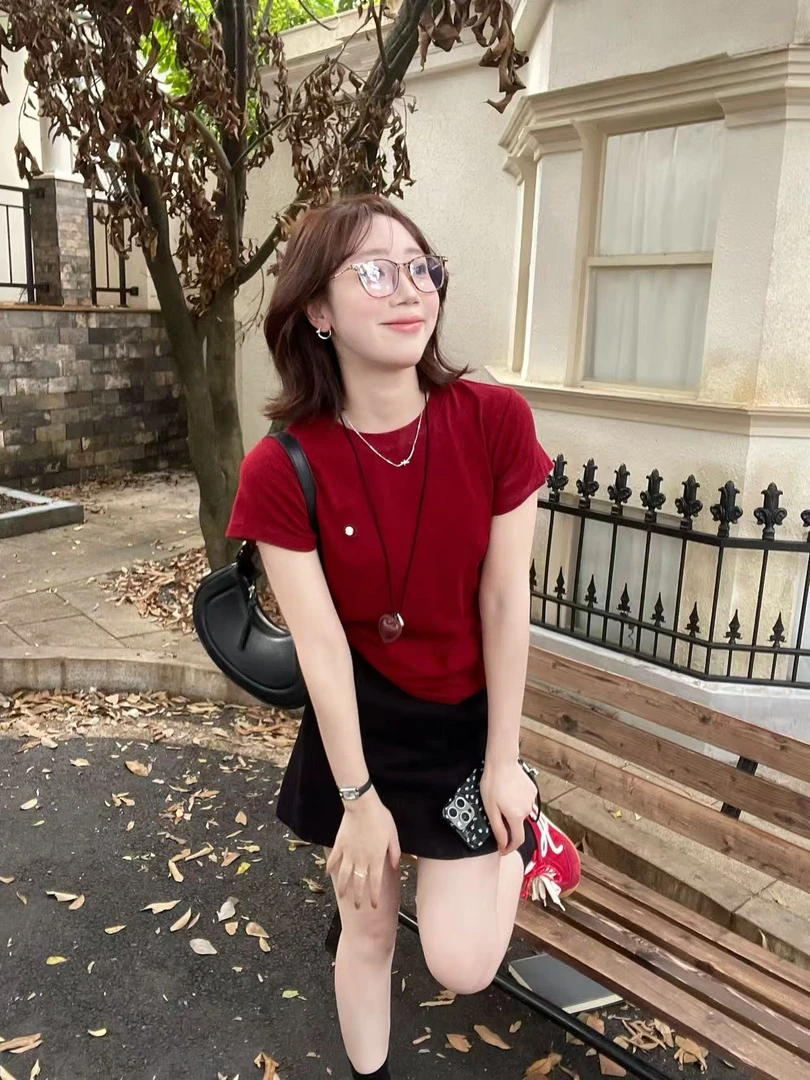 YPP！【圆点T】嘎嘎显瘦圆领正肩弹力修身百搭短袖上衣