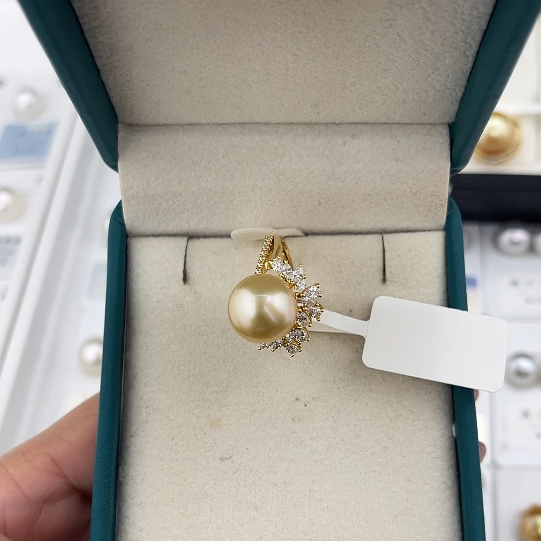 定制海水珍珠未镶嵌裸珠南洋金珠11-12(成品戒指不退不换)