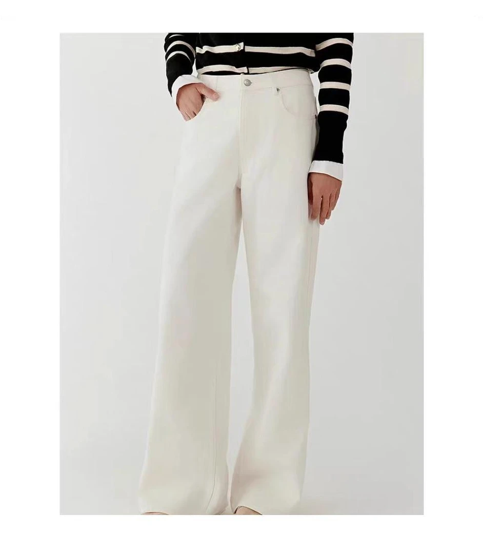 FDOA 两色可选 土壤牛仔系列之 高腰弹力 微阔腿 女士牛仔裤C232